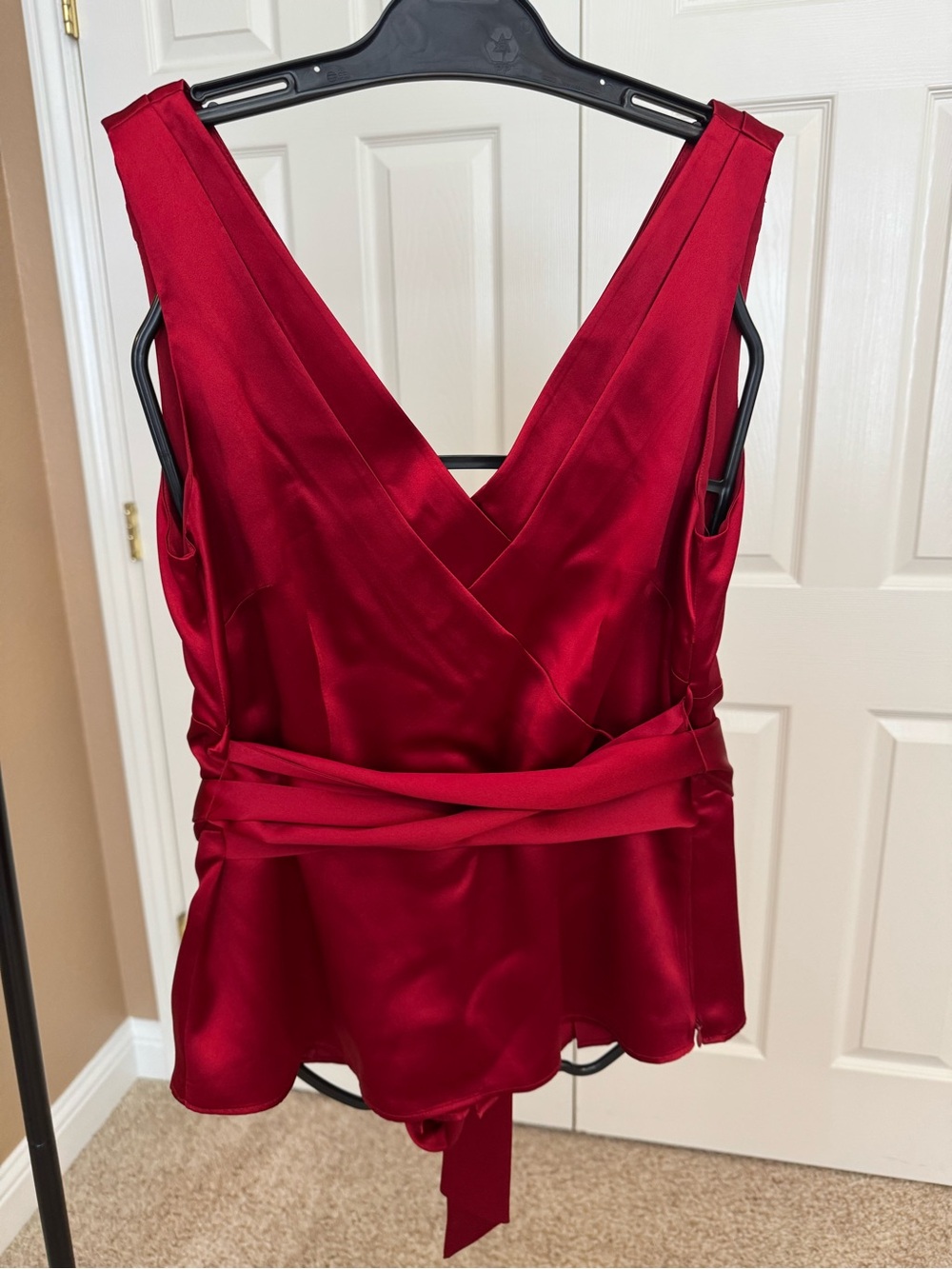 Ann Taylor Satin Wrap Camisole in Deep Red